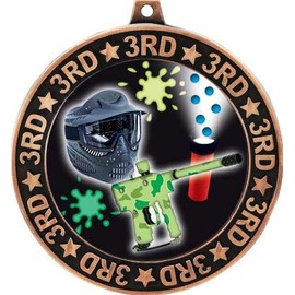 Paintball 3rd Place Perimeter Medal Bronze, 2.75" Paintball Prizes, Kids Paintball Trophy Medal Awards 1 Pack