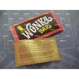 CUSTOM MADE Willy Wonka Wonka Bar and Golden Ticket Replica( NO Chocolate/BAR MADE OF WOOD