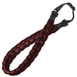 RPZL Fully Adjustable Braided Headband- Auburn | 2 Strand Hair Braid Headband- Color Match w/Highlights or Roots - Synthetic Hair Headband, Classic Braided Headbands for Women