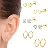 JEYORZY 6 Pairs of Earrings Gold Set, Piercing Earrings, Cubic