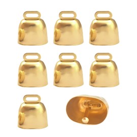 ZGWANSUI 8 Pack Cow Horse Sheep Grazing Copper Bells, Small Metal Brass Bells, Loud Ringing Cowbell Noisemakers, Hanging Jingle Bell for Animal Pet Collar Doors Crafts Christmas Wedding (Gold)