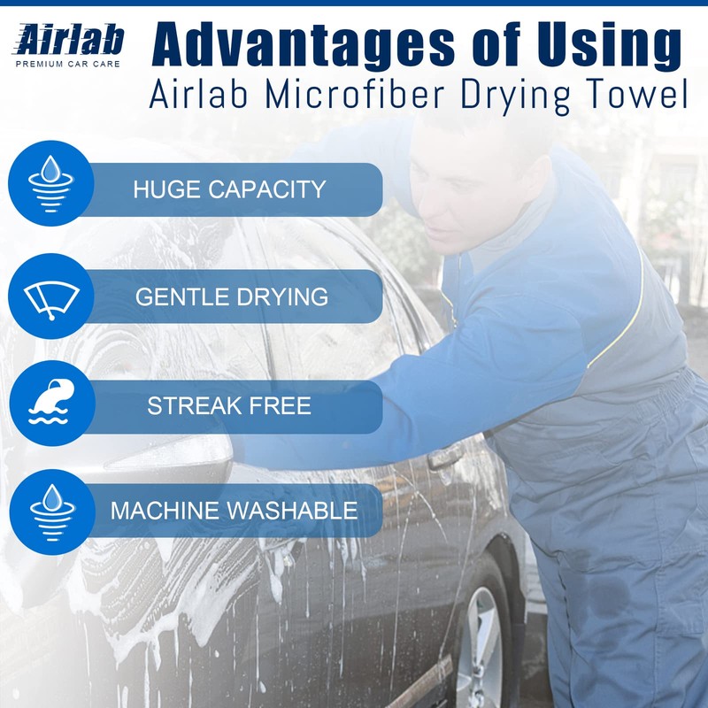 Airlab Microfibre Cloth Extra Large XXL 90x60cm, Dual-Sided Car Drying