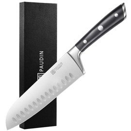 PAUDIN Santoku Knife, Switzer Kitchen Knife 7 Inch, Ultra Sharp Knife- Forged High Carbon German Stainless Steel, Professional Chefs Knife with Ergonomic Handle, Gifts for Holiday