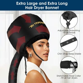 TEPENAR Hair Dryer Bonnet - Upgraded Extra Large Soft Adjustable Hooded Cap for Fast Hair Styling and Care