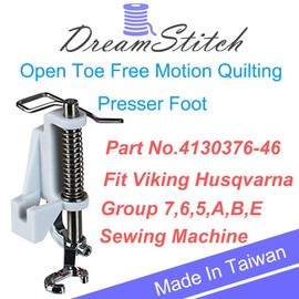 DREAMSTITCH 4130376-46 Open Toe Free Motion Quilting Darning Spring Presser Foot for Viking Husqvarna Group 7,6,5,A,B,E - 4130376-46