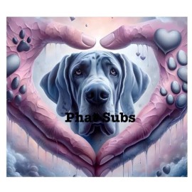 Unbranded 20oz Sublimation Tumbler Wrap Great Dane Heart Hands Ready To Press Transfer