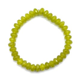 LKBEADS Green Jade Rondelle 8 mm Faceted Round Beads Bracelet, Gemstone Bracelet Healing Stones, Healing Crystal Bracelet, Natural Gift for Men and Women, 7 Inches April_18_04-2075, Gemstone, Green