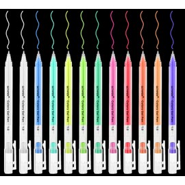 White Gel Pens 11-Colors Gel Pen Set for Black Paper Art, 1.0mm Extra Fine Tip Opaque Archival Ink Pens - 12 Pack Artists Gel Pens for coloring, Drawing, Sketching, Bullet Journaling, Card Making