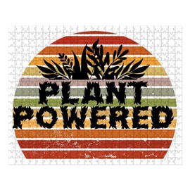 CafePress Funny Retro Plant Powered Vegan Plant Based Vegani Large Puzzle, 500 pcs.