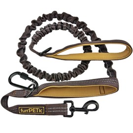 funPETic Elastic Dog Leash Tie On Two Handles Reflective Dog Leash for Large and Medium Dogs