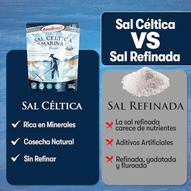 Sal Céltica Marina Gruesa de Bretaña, Francia | Nature's Blessings | 82 Minerales Esenciales, Sin Refinar, Secada al Sol, 250g (Gruesa)