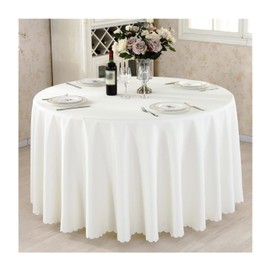 FANIVIN Polyester Tablecloth Table Linen Coffee Table Kitchen Table Cover Table Cloth Round Simple Style Beige Diameter 240 cm