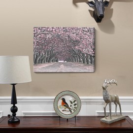 Nicetop Pink Wall Art–Abstract Floral Trees Artwork Canvas Print Romantic Cherry Blossom Nature Forest Path Archway Landscape Picture Decor for Bedroom Girls Room Bathroom, 16x12 Inch