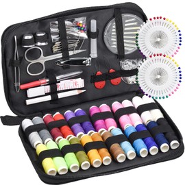 Sewing Kit with 130 Sewing Accessories, 24 Sewing Thread Rolls with Black Bag for Home, Travel and Emergency