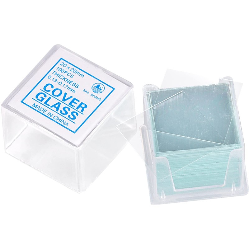 OLCANA 50 Pieces Microscope Slides and 100pcs Pre-Cleaned 20mm x