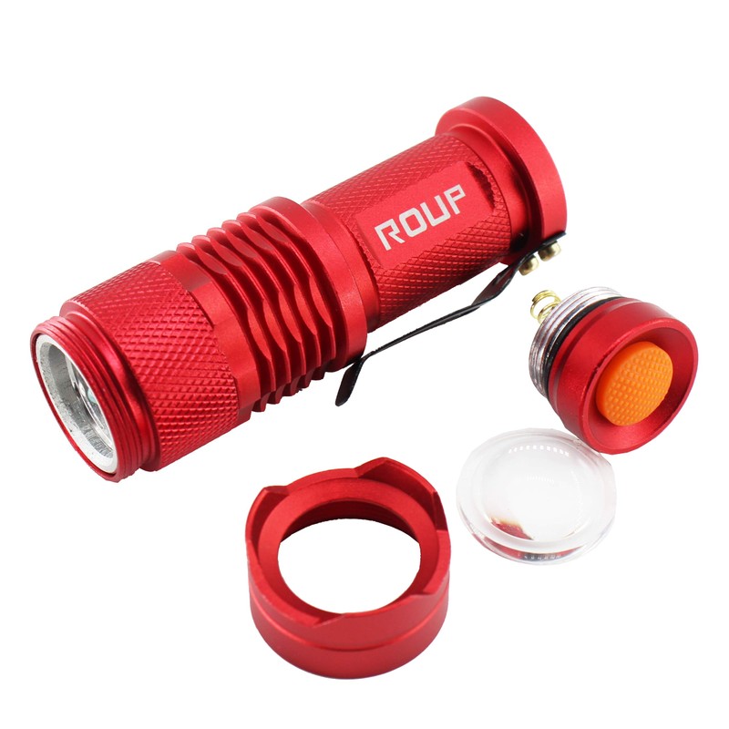 ROUP 2 Pack Mini Red Light Flashlight, Zoomable Red LED