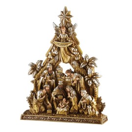 Trinity Church Supply Metallic Nativity Figurine Christian Decoration Religious Sculptures, 10.5 Inch Height