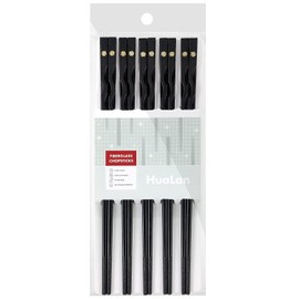HuaLan Fiberglass Reusable Chopsticks Set Dishwasher-Safe Household/Restaurant Chopsticks 5 Pairs
