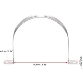 TOP-VIGOR 4Pcs Rigid Pipe Strap Fit for 110mm(4.3") OD, 2 Holes Tube Straps 201 Stainless Steel Tension Tube Clip Clamp for Fixing Tube Pipe Wire