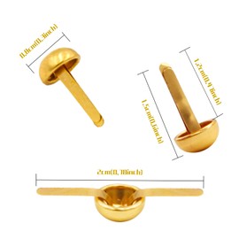 EuTengHao 700Pcs Brass Fasteners Scrapbooking Brads Round Head Brass Plated Fasteners for Craft Art Crafting School Decorative Scrapbooking DIY Supplies (1/2 Inch Shank, 8mm Head, Gold）