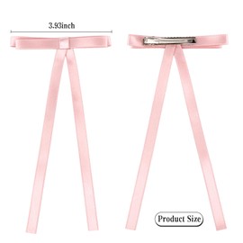 GAFATORY Pink Hair Bows for Women Hair Ribbon Bows With Long Tail Satin Bow Hair Clips Barrettes for Girls Cute Hair Accessories 4PCS