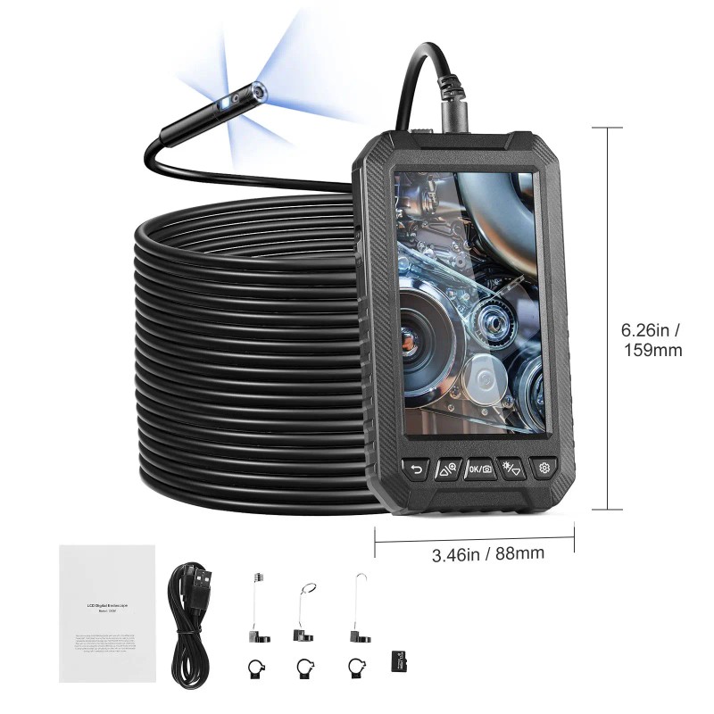 5\" Screen 1080P Endoscope Camera Triple Lens Borescope with 49.2FT