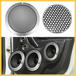 REPAIROCK 8" Speaker Grille Cover Mesh Trim Round Subwoofer Grille Horn Protective Guard Silver Tone Car Auto Stereo Accessories Auto Replacement Parts