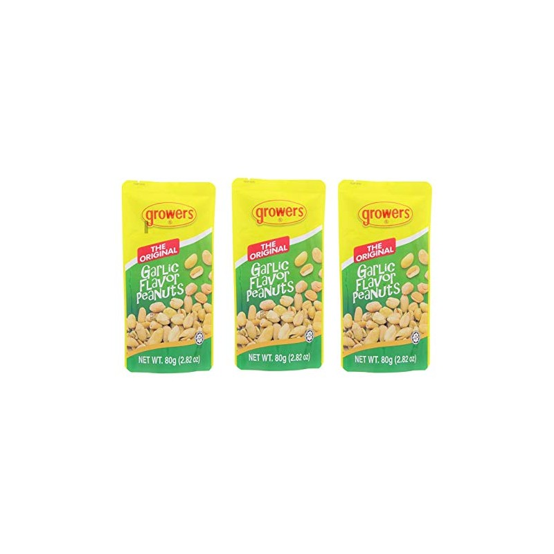 Growers Peanut Pack of 3 the Original Garlic Flavor Peanuts