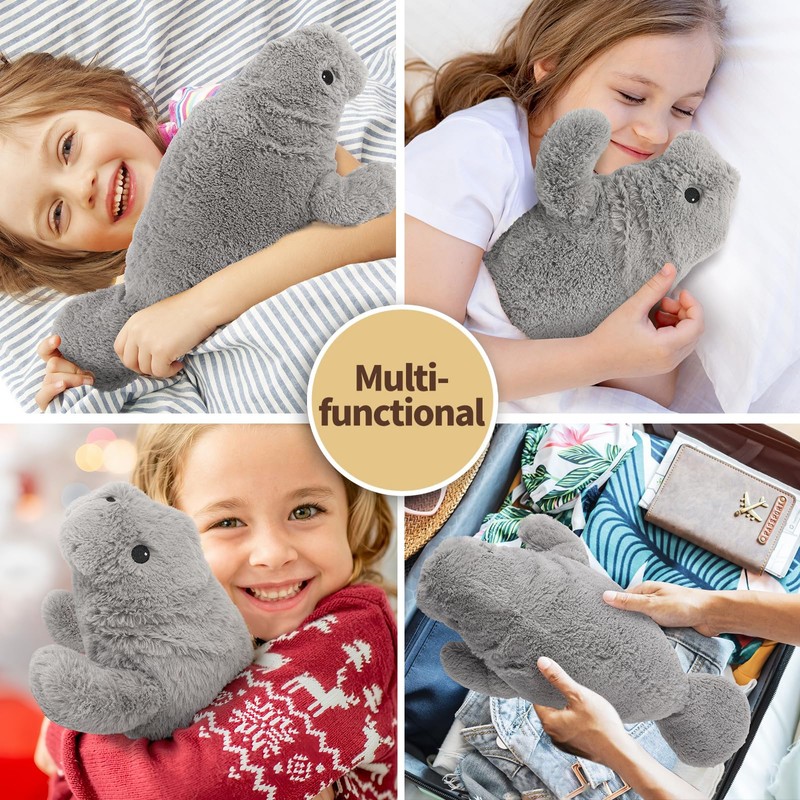 Manatee Stuffed Animals, Microwavable Stuffed Animal Adorable Fluffy Manatee Plush