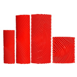 4 PCS Rubber Wood Graining Painting Tool Art Wallpaper Imitation Wood Grain Tool, Wall Texture Art Painting Tool Set, Red