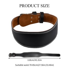 Leather Weightlifting Belt 4 Inch Training Belt Adjustable Bodybuilding Belt Weight Lifting Padded with Steel Roller Buckle for Bodybuilding, Strength Training, Weightlifting Weight Lifting Belt Men