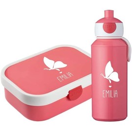 4you Design Set ✶Lunchbox & Drinking Bottle with Silhouette + Name✶, Various Motifs & Colours are available ✶Mepal Campus + Bento Box & Fork ✶School ✶Child - Customisable