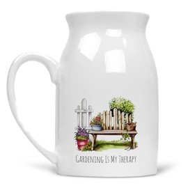 Noble & Page | Gardening is My Therapy Floral Desigs - Versatile Jug or Vase | Beautiful Hand Printed Gift