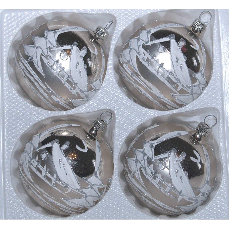 Christmas Tree Bauble 8cm "Antique silver" by "Jingle Bells Lauscha"