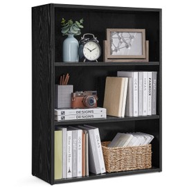 VASAGLE Bookshelf, 23.6 Inches Wide, 3-Tier Open Bookcase with Adjustable Storage Shelves, Floor Standing Unit, Ebony Black ULBC163T56