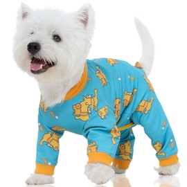 FUAMEY Dog Pajamas & Recovery Suit with Back Zipper,4-Leg Full Body Surgical Suit for Dogs,Dog Post-Surgery Wound Protection to Prevent Licking,Dogs Onesie for Shedding Control Small Blue S