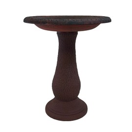 Tierra Garden Birdbath for Outdoors - 24"x19" Red Fiber Clay Bird Bath Bowl and Stand, Easy Assembly UV-Resistant Bird Baths for Outside, Outdoor Decor Pedestal Birdbaths, Garden Decor for Outside