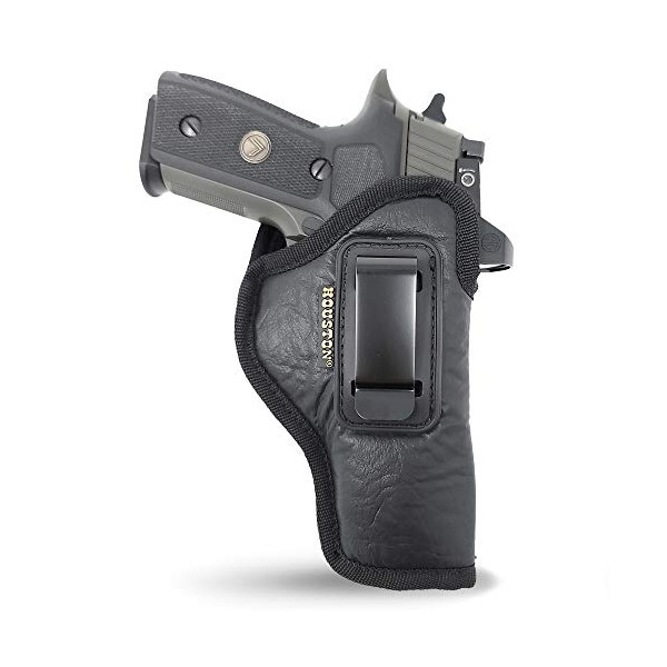 IWB Optical Gun Holster by Houston - ECO Leather Concealed Carry Soft Material | FITS Beretta 92FS | FN 5.7 | Canik TP9 SFX | RGR 57 | SIG P320 X5 | Beretta APX Target | GLK 34 35 41 (Right)