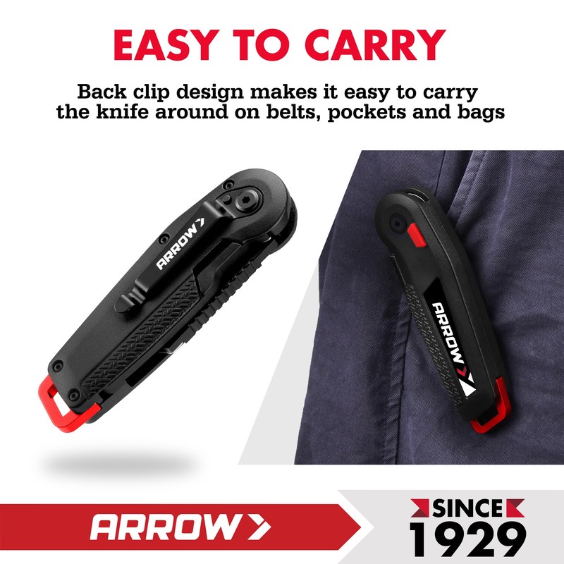 ARROW Utility Knife with Blade Storage Design, Quick Change Box