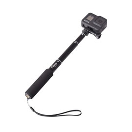Etsumi VE-2248 Action Camera Accessory, Gopro Compatible Selfie Stick, Black, Extendable, 21.3 inches (54 cm), Compact Length 6.3 inches (16 cm), Selfie Stick, Extension Rod, Strap