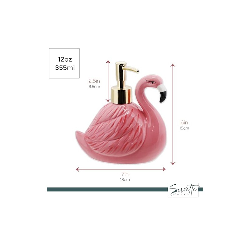 Flamingo Soap Dispenser with Pump for Bathroom or Kitchen Sink