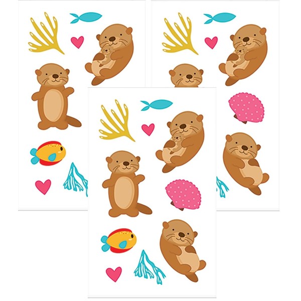 Playhouse Pack of Three Perforated Sticker Half-Sheets for Crafts, Trading & Collecting - Sweetest Sea Otters