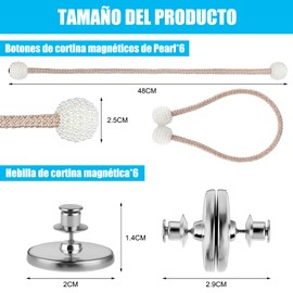 9pcs Alzapaños para Cortinas,imanes para Cortinas,Abrazaderas Cortinas,Hebillas Cuerda con Cortinas.Se utiliza para fijar las cortinas, decorar las cortinas,cortinas Ajustar la luz (Color champán)