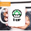 MoonWorks Coffee Cup Birthday Retro Pixel Mushroom 1-Up Mushroom Level-Up