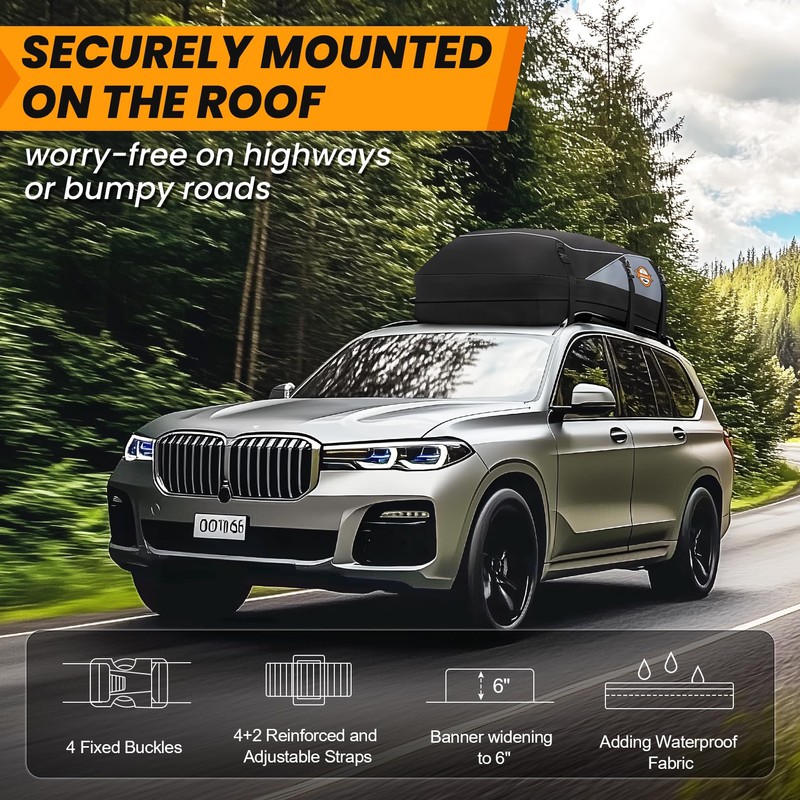 Sailnovo Rooftop Cargo Carrier, 20 Cubic Feet Waterproof Vehicle Soft-Shell