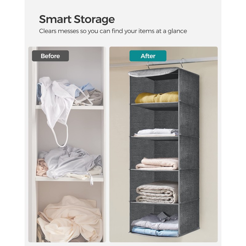 SONGMICS Hanging Closet Organizer, Hanging Storage Shelves, Hanging Closet Shelves,