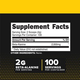 Primaforce Beta Alanine Powder, Unflavored, 200 Grams - Gluten Free, Non-GMO Supplement for Men and Women