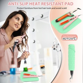 Arsmonjeal Large Silicone Heat Resistant Mat, Portable Travel Hot Tools Holder Pad for Curling Iron, Flat Iron, Hair Straightener and Other Hair Styling Tools(12.0" x 9.0")