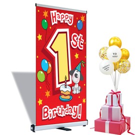 JUST 4 SIGNS Retractable Banner Stand 33 ½"x80 Roll Up Banner Display Stand with Padded Canvas Bag for Business and Store Sign Holder Displays