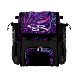 Boombah Mini Superpack Bat Pack - 8" x 12.5" x 18" - Glitter Supernova Black/Amethyst Orchid/White